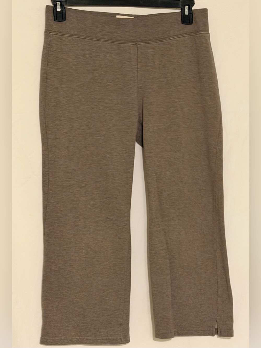 Banana Republic Heather Brown Knit Capri Pants Wide Cropped Lounge Slit (2012)